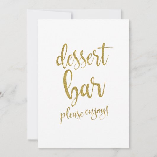Dessert Bar Gouden Glitter Betaalbaar Trouwbord Kaart (Voorkant)