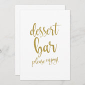 Dessert Bar Gouden Glitter Betaalbaar Trouwbord Kaart (Voorkant / Achterkant)