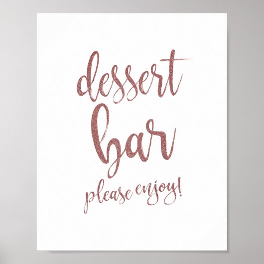 Dessert Bar Roos Gold Glitter 8x10 bruiloft Poster (Voorkant)