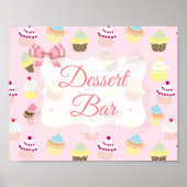 Dessert Bar Sign Roze Cute Cupcakes Poster (Voorkant)