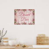 Dessert Bar Sign Roze  Rozen Floral Poster (Keuken)