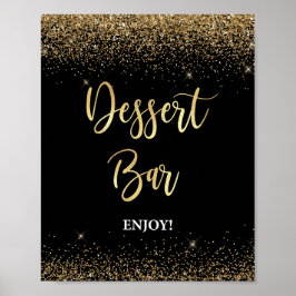 Dessert Bar Sign Zwart & Goud Glitter Confetti Poster