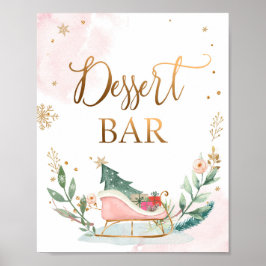 Dessert Bar Sweet Food Sleigh Girl Birthday Sign Poster