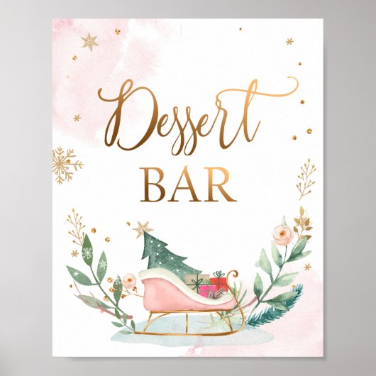 Dessert Bar Sweet Food Sleigh Girl Birthday Sign Poster (Voorkant)