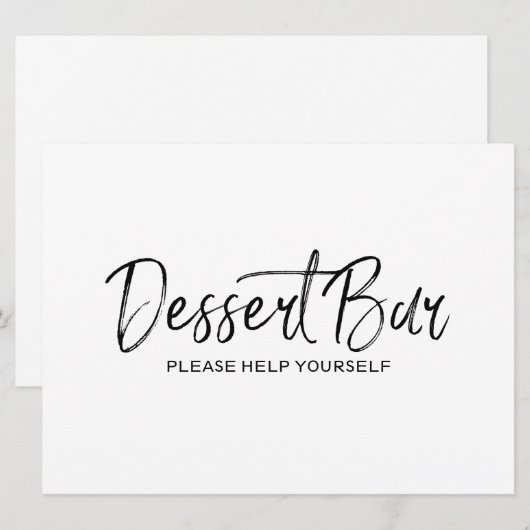 "Dessert bar" Weddenschap | Stijlvol handschrift Kaart (Voorkant / Achterkant)