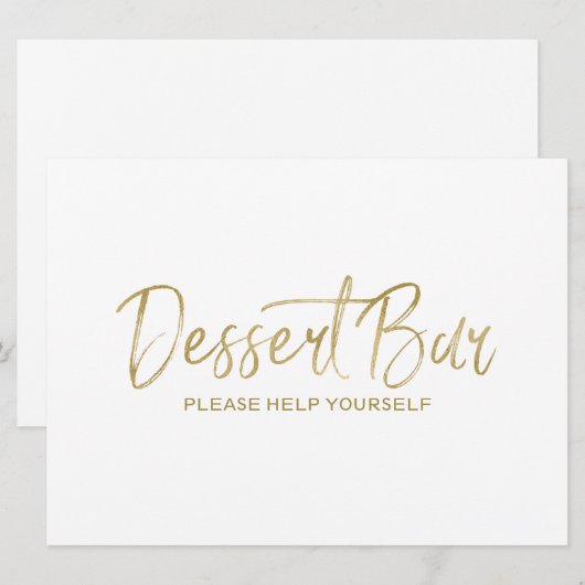 "Dessert bar" Weddenschap | Stijlvolle Golden Kaart (Voorkant / Achterkant)