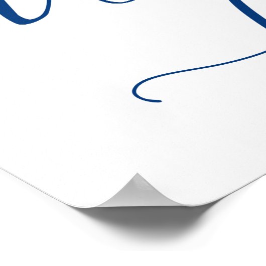 Dessert Bar Wedding Sign in Navy Blue Calligraphy Poster (Hoek)