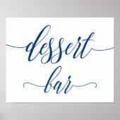 Dessert Bar Wedding Sign in Navy Blue Calligraphy Poster (Voorkant)