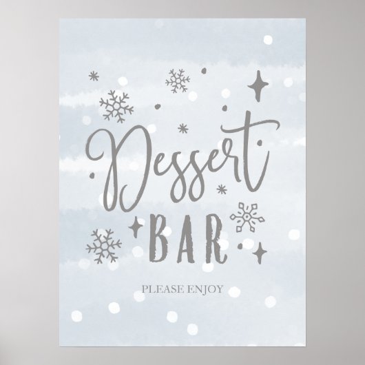Dessert Bar Winter Baby shower Sweets Tafelbord Poster (Voorkant)