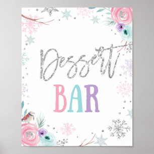 Dessert Bar Winter Onederland Girl Birthday Poster