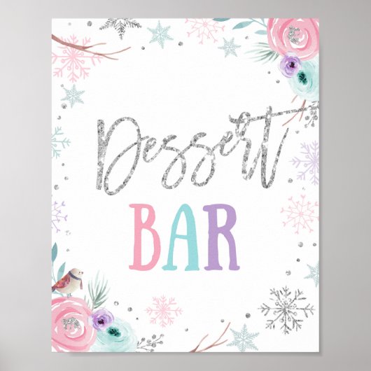 Dessert Bar Winter Onederland Girl Birthday Poster (Voorkant)