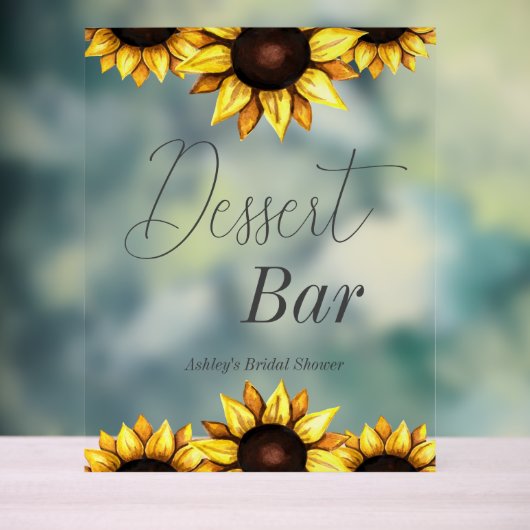 Dessert Bar Zonnebloem bruiloft Vrijgezellenfeest Acryl Bord (Neutraal)