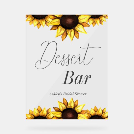 Dessert Bar Zonnebloem bruiloft Vrijgezellenfeest Acryl Bord (Voorkant)