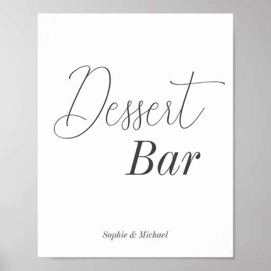 Dessert Bar Zwart Wit Baby shower Poster (Voorkant)