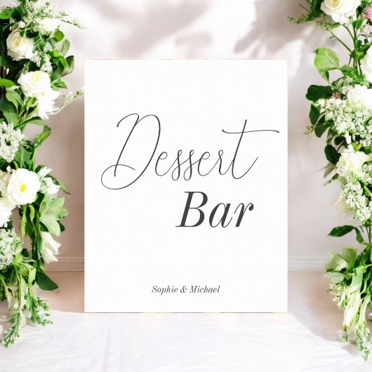 Dessert Bar Zwart Wit Baby shower Poster