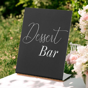 Dessert Bar Zwart Wit Bruiloft Reclamebord Met Voetstuk