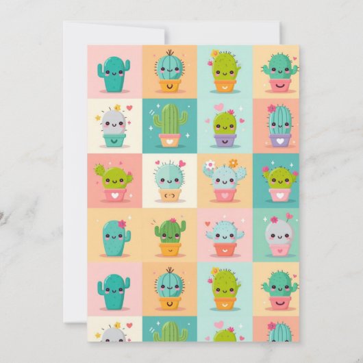 Dessert cactus & Succulent Baby shower Naadloos Kaart (Achterkant)