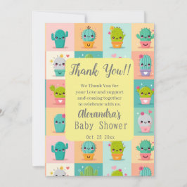 Dessert cactus & Succulent Schattige Kawaii Baby s Bedankkaart