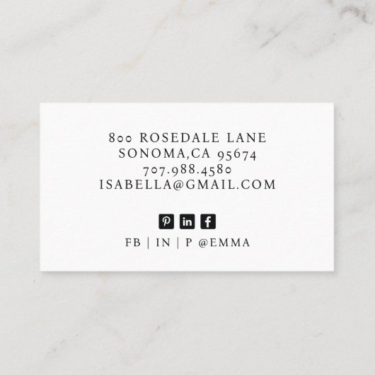 Dessert Cateraar Baker Visitekaartje (Achterkant)