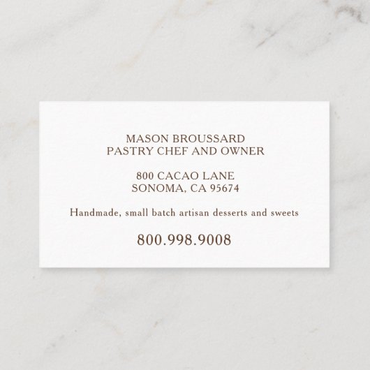 Dessert Cateraar Chef Sweets Maker Visitekaartje (Achterkant)