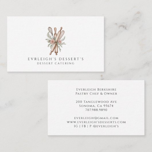 Dessert Cateraar Waterverf Bakkerspullen Visitekaartje (Voorkant / Achterkant)