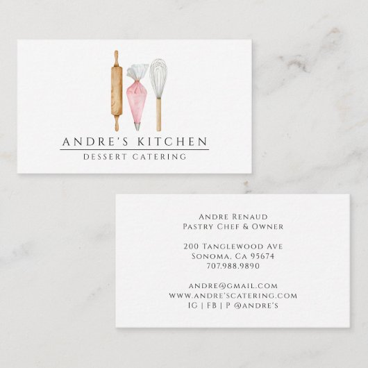 Dessert Cateraar Waterverf Bakkerspullen Visitekaartje (Voorkant / Achterkant)
