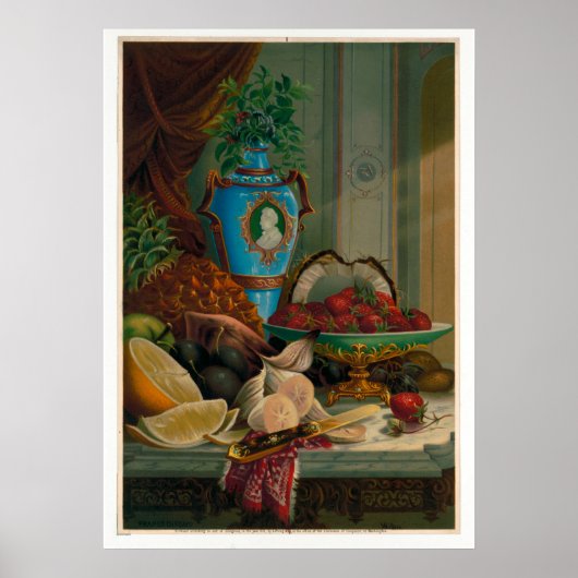 Dessert. Chromolithografen; Stilleven prints 1910 (Voorkant)