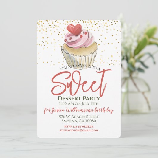 Dessert Cupcake Feest Kaart (Staand voorkant)
