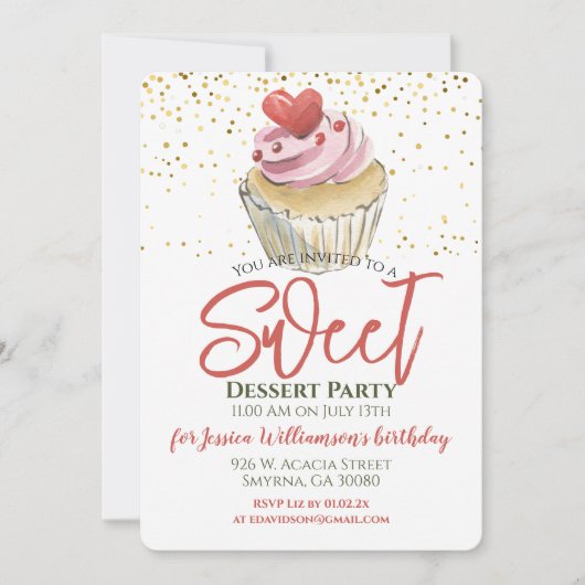 Dessert Cupcake Feest Kaart (Voorkant)