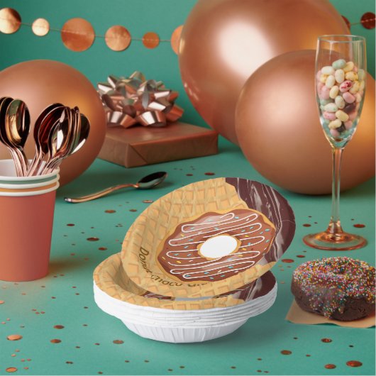 Dessert,Donut Choco Glaze, Gesmolten Chocolade  Papieren Kommen (Multi)