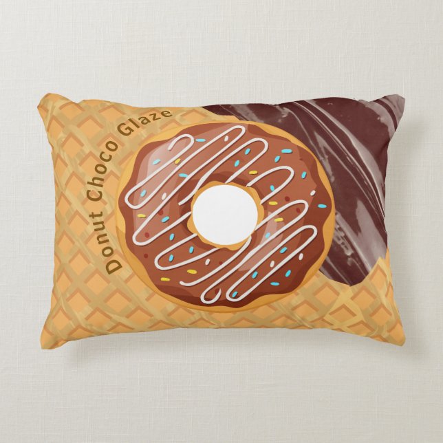 Dessert,Donut Choco Glazuur, Gesmolten Chocolade Accent Kussen (Voorkant)