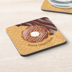 Dessert,Donut Choco Glazuur, Gesmolten Chocolade  Bier Onderzetter