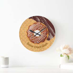 Dessert,Donut Choco Glazuur, Gesmolten Chocolade Grote Klok
