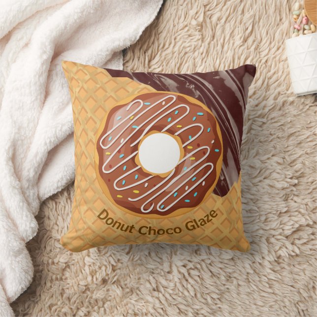 Dessert,Donut Choco glazuur, Gesmolten chocolade Kussen (Deken)
