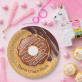Dessert,Donut Choco glazuur, Gesmolten Chocolade Papieren Bordje (Feest)
