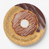 Dessert,Donut Choco glazuur, Gesmolten Chocolade Papieren Bordje (Voorkant)