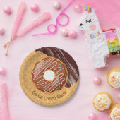 Dessert,Donut Choco Glazuur, Gesmolten Chocolade  Papieren Bordje (Feest)