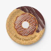 Dessert,Donut Choco Glazuur, Gesmolten Chocolade  Papieren Bordje (Voorkant)