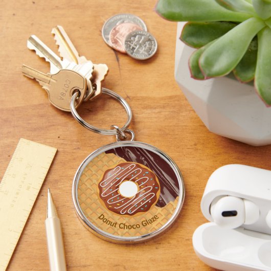 Dessert,Donut Choco Glazuur, Gesmolten Chocolade  Sleutelhanger (Bureau)