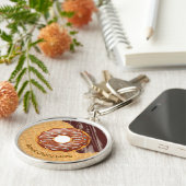 Dessert,Donut Choco Glazuur, Gesmolten Chocolade  Sleutelhanger (Zijkant)