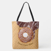 Dessert,Donut Choco Glazuur, Gesmolten Chocolade Tote Bag (Achterkant)
