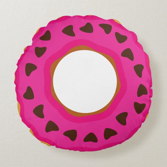 Dessert,Donut,Donut met glazuur en choco Rond Kussen (Voorkant)