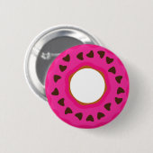 Dessert,Donut,Donut met glazuur en choco Ronde Button 5,7 Cm (Voorkant /achterkant)