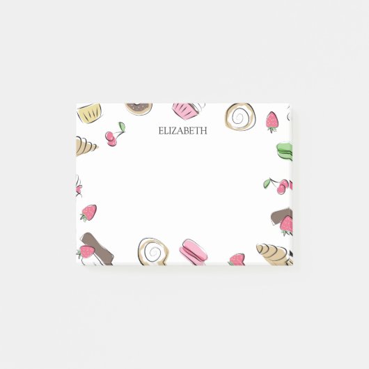 Dessert Doodles | Aangepaste naam Post-it® Notes (Voorkant)