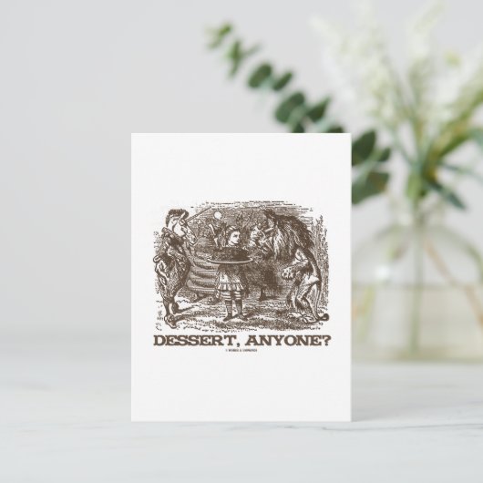 Dessert, iemand? (Unicorn Alice Lion Wonderland) Briefkaart (Staand voorkant)