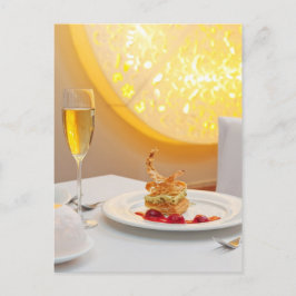 Dessert in restaurant briefkaart