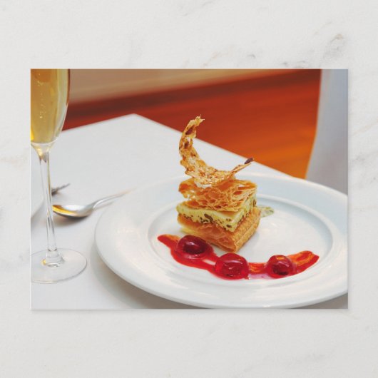 Dessert in restaurant briefkaart (Voorkant)