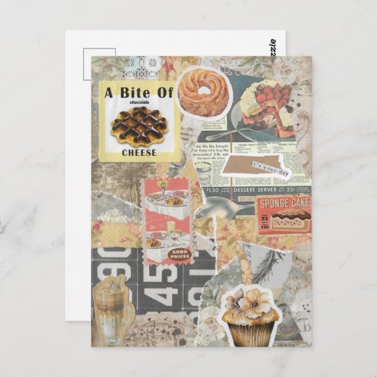 Dessert & Koffie  Ephemera Decoupage Briefkaart (Voorkant / Achterkant)