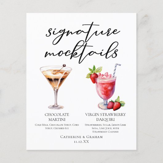 Dessert Mocktails Chocolade Aardbeien Dranken Menu (Voorkant)