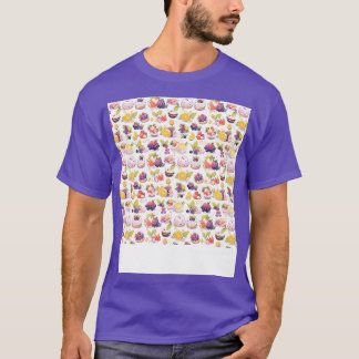 Dessert Naadloze Patroon Patisserie Kawaii Schatti T-shirt
